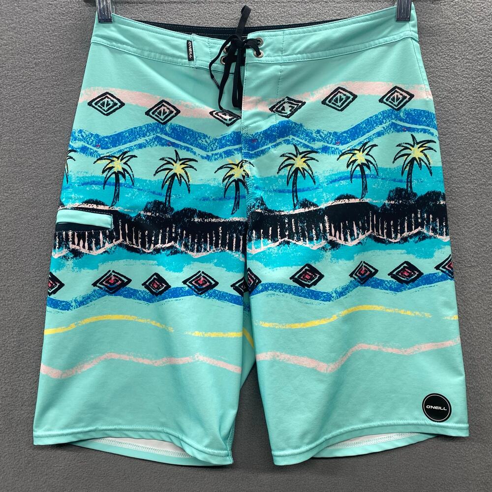 Oneill Hyperfreak Board Shorts Mens 29 Blue Swim Surf Pocket Beach Tropical